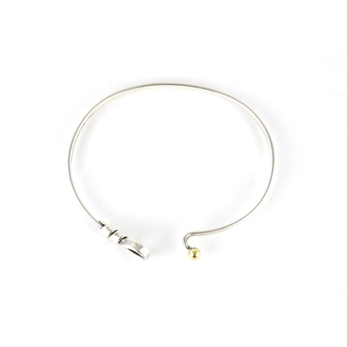 2793 - Tiffany & Co sterling silver and 18ct gold love knot hook eye bracelet, 6cm x 5.5cm, 9.6g