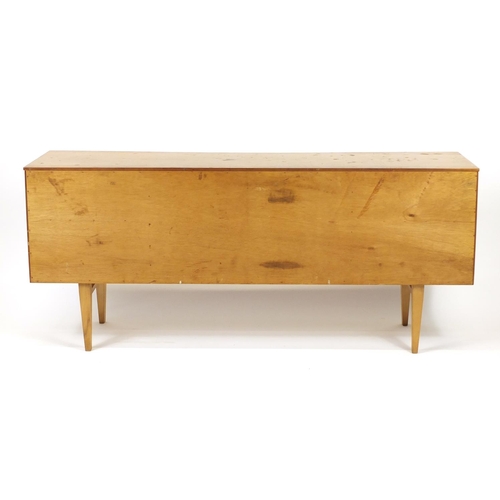 2069 - Vintage Beautility teak concave sideboard with two cupboard doors and three central drawers, 79cm H ... 