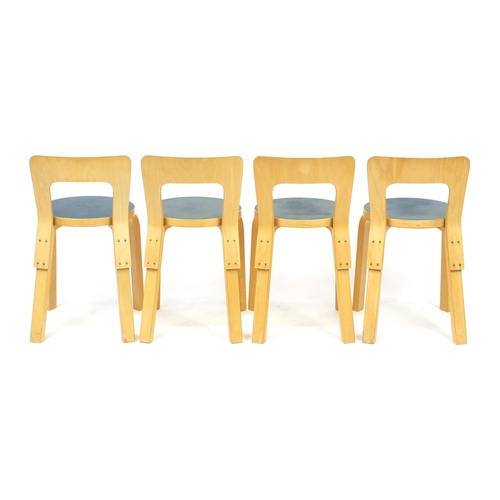 2064 - Set of four vintage Danish bentwood chairs, one with Ny Bolig paper label, each 66cm high