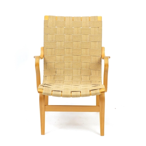 2016 - Vintage Swedish bentwood Eva armchair designed by Bruno Mathsson, 85cm high
