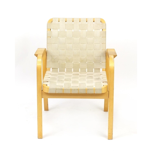 2030 - Swedish bentwood open armchair probably designed by Bruno Mathsson, 80cm high