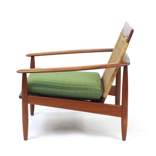 2032 - Vintage Scandinavian rosewood lounge chair with cane back, probably Danish, 75cm high