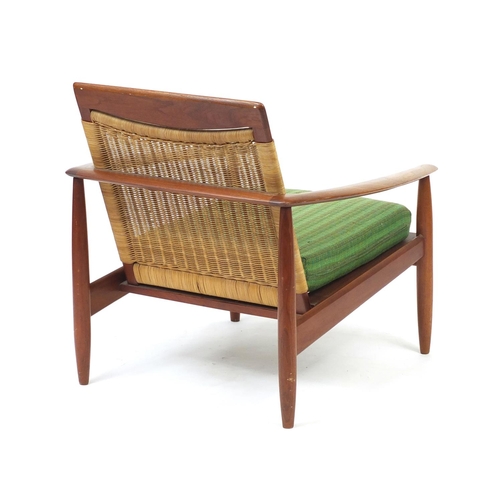 2032 - Vintage Scandinavian rosewood lounge chair with cane back, probably Danish, 75cm high
