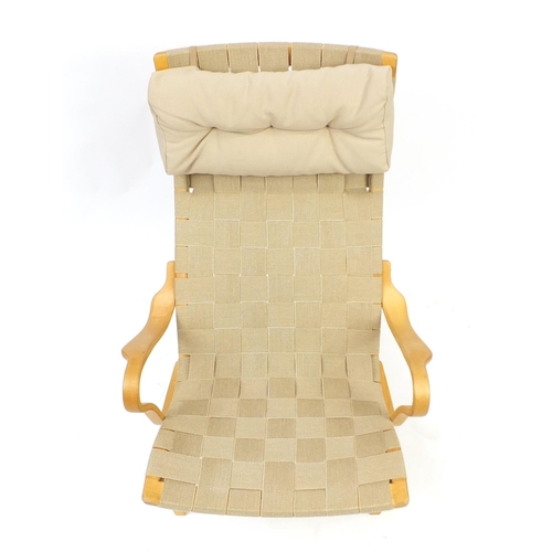 2013 - Vintage Swedish bentwood Pernilla lounge chair designed by Bruno Mathsson, 99cm high