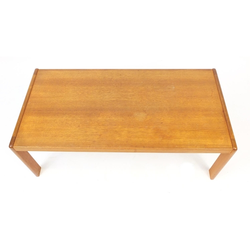 2088 - Vintage Danish teak coffee table by Mogens Kold, paper label to the underside, 43cm H x 116cm W x 58... 
