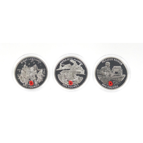 2733 - Seven Root to Victory silver proof coins with certificates including Battle of Britain D-Day landing... 