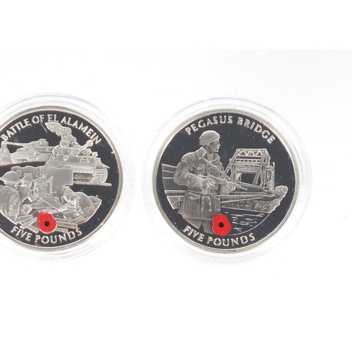 2733 - Seven Root to Victory silver proof coins with certificates including Battle of Britain D-Day landing... 