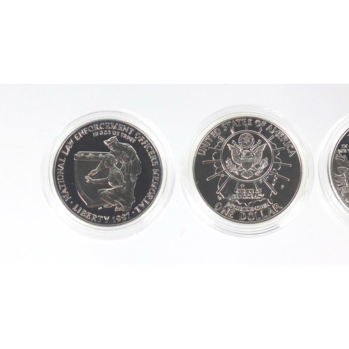 2709 - Five United States of America silver dollars,  with certificates including Mount Rushmore, National ... 