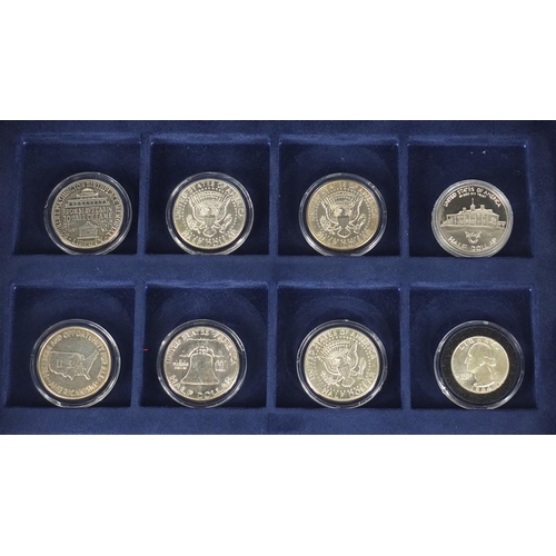 2724 - *Description amended 01-11-19* Eight United States silver half dollars and one other with certificat... 