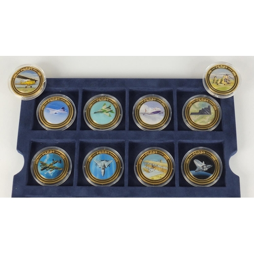 2739 - The History of Flight Centenary coin collection comprising twenty six gold plated coins