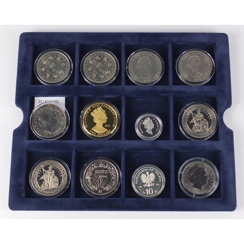 2736 - Proof and other coins, some silver including five pound coins and two Hong Kong returns to China tra... 