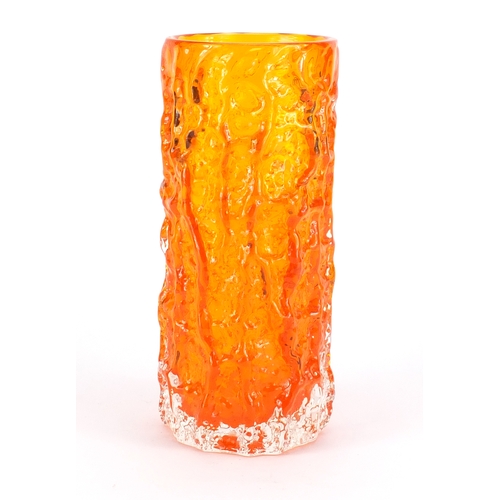 2257 - Whitefriars tangerine glass bark vase, 19.5cm high