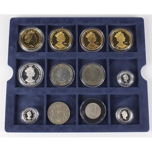 2735 - Proof and other coins, some silver including Barbados lady of the century dollar