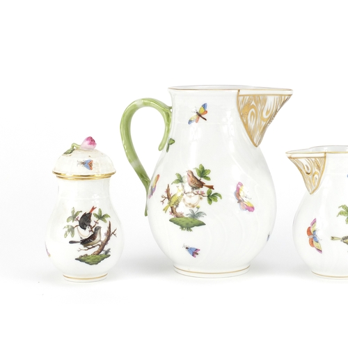 2242 - Herend of Hungary porcelain hand painted in the Rothschild bird pattern, comprising two jugs and two... 