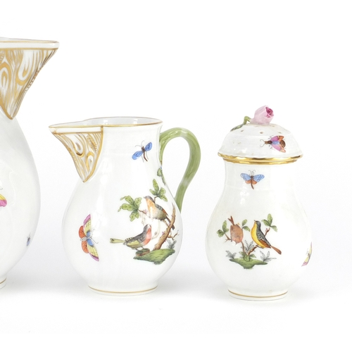 2242 - Herend of Hungary porcelain hand painted in the Rothschild bird pattern, comprising two jugs and two... 