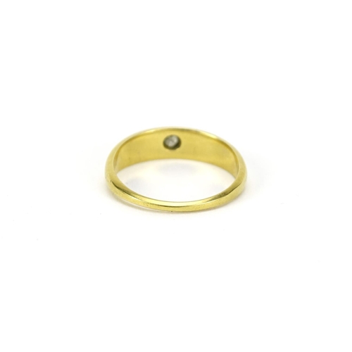 2812 - 18ct gold diamond solitaire Gypsy ring, size M, 3.1g
