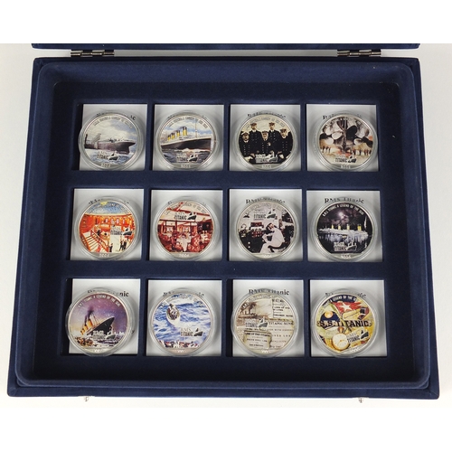 2699 - RMS Titanic silver coin Collection comprising twelve United States colourized one ounce silver dolla... 
