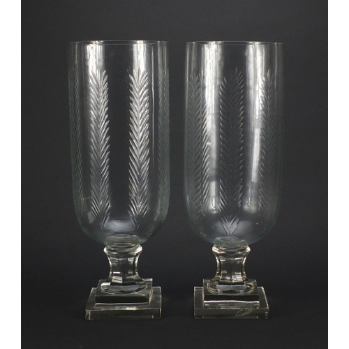 2338 - Pair of large Georgian style cut glass vases, each 40cm high