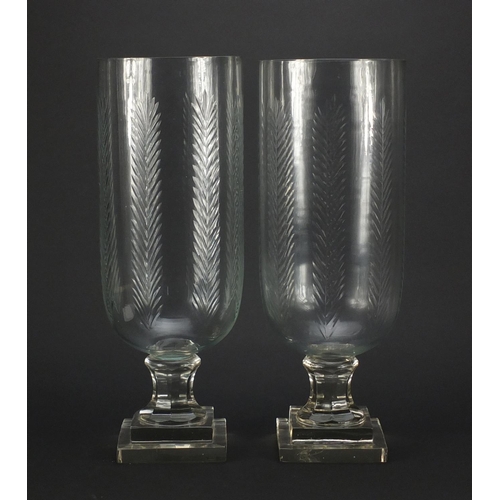 2338 - Pair of large Georgian style cut glass vases, each 40cm high