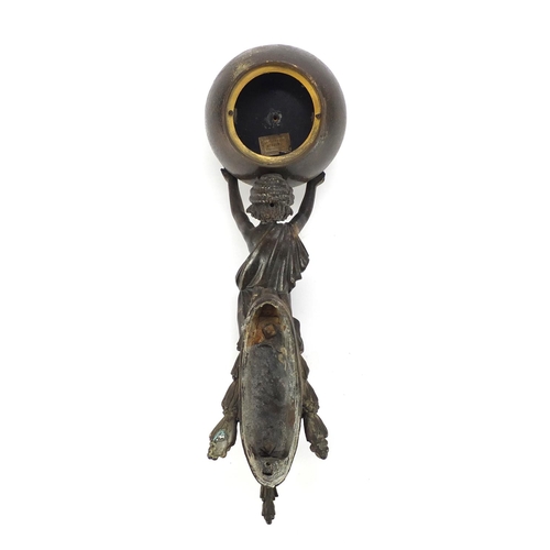 2139 - Patinated wall mounted barometer with silvered dial and mermaid support, J A Tognacca Amsterdam labe... 