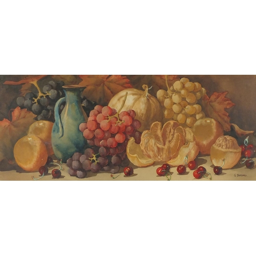 2122 - Giovanni Barbaro - Still life, fruit and a vessel, 19th century watercolour, mounted and framed, 78.... 