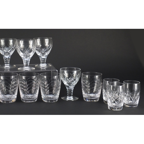 2365 - Three sets of six Stuart crystal glasses, the largest 11cm high