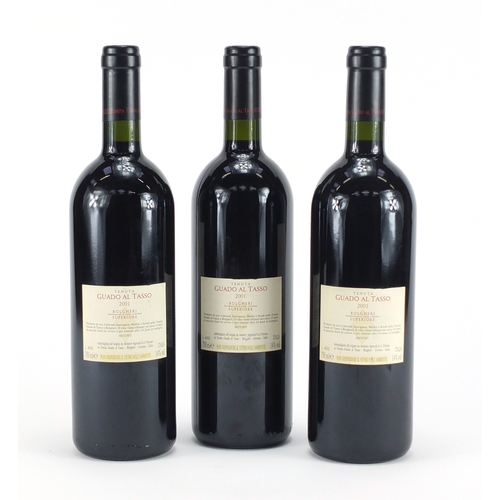 2201 - Three bottles of 2001 Antinori Guado Al Tasso red wine