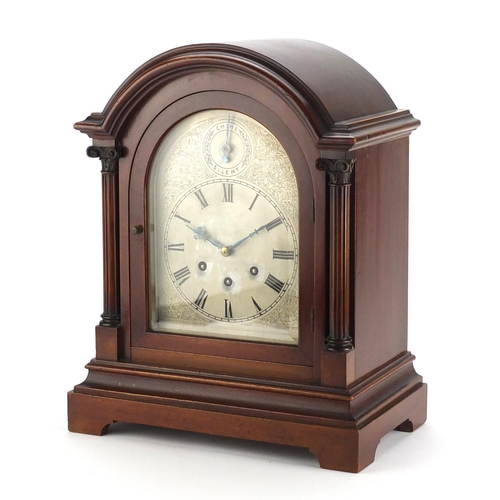 2285 - Mahogany cased Westminster chiming bracket clock striking on five rods, with Gustav Becker movement,... 