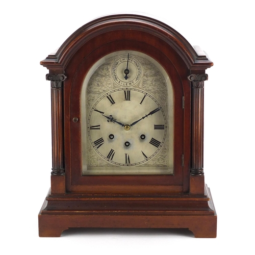 2285 - Mahogany cased Westminster chiming bracket clock striking on five rods, with Gustav Becker movement,... 