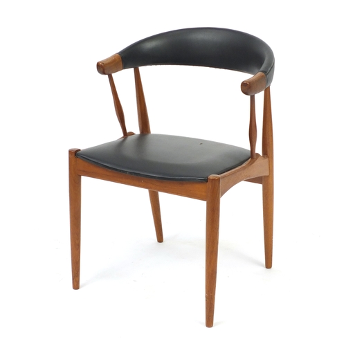 2075 - Vintage Scandinavian teak and leatherette chair, 74cm high