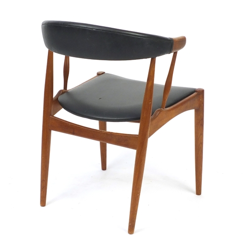 2075 - Vintage Scandinavian teak and leatherette chair, 74cm high