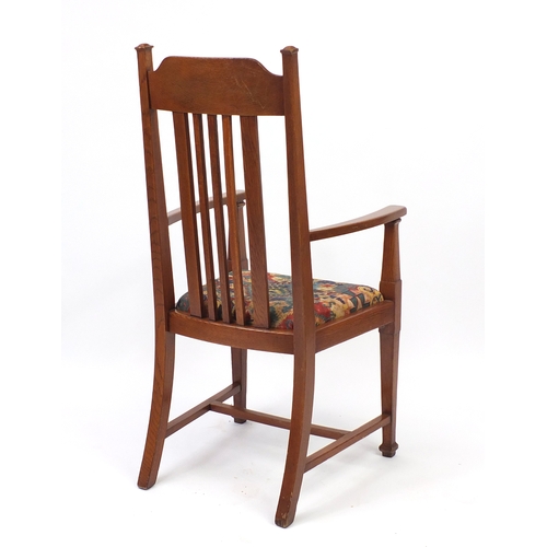 2034 - Arts & Crafts oak armchair in the style of  Charles Rennie Mackintosh, impressed registration number... 