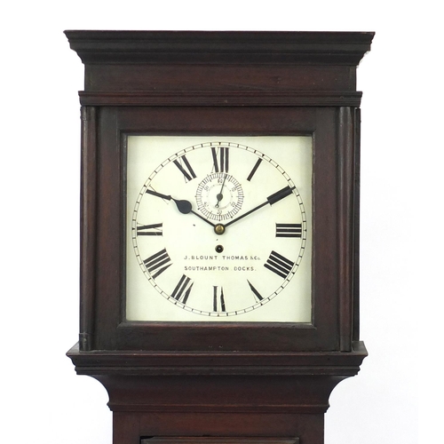 2022 - Antique oak long case clock with subsidiary dial, the dial inscribed J Blount Thomas & Co Southampto... 
