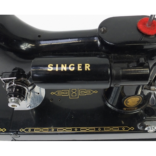 2145 - Singer Featherweight sewing machine with case and accessories, model 221