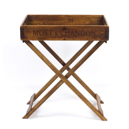 2092 - Moët & Chandon design butlers tray on stand, 78cm H x 65cm W x 44.5cm D