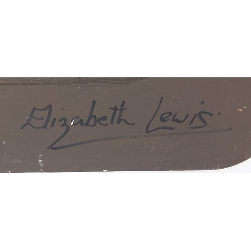 2212 - Elizabeth Lewis - Mixed media and relief modernist copper panel, 53cm x 53cm