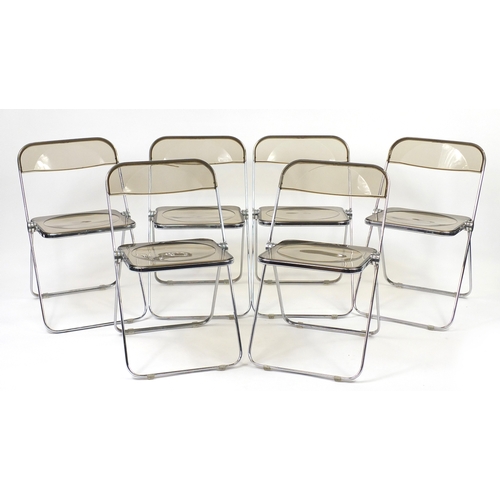 2028 - Set of six Vintage Castelli Plia chairs, designed by Giancarlo Piretti, each 76cm high