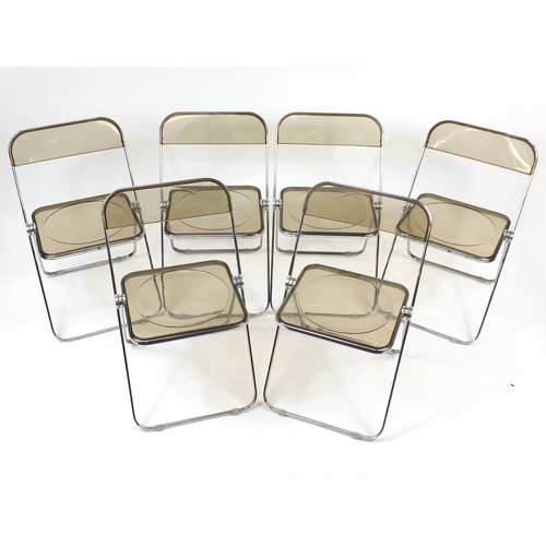 2028 - Set of six Vintage Castelli Plia chairs, designed by Giancarlo Piretti, each 76cm high
