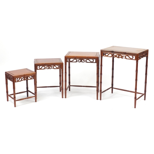 2086 - Chinese hardwood quarteto nest of four occasional tables with simulated legs, the largest 69cm H x 5... 