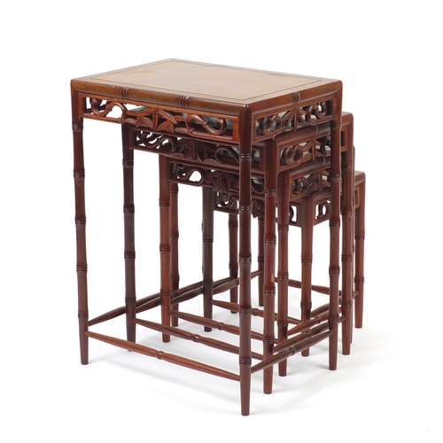 2086 - Chinese hardwood quarteto nest of four occasional tables with simulated legs, the largest 69cm H x 5... 