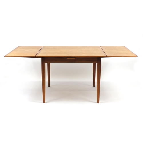2081 - Vintage Danish teak draw leaf dining table by Skovmand & Andersen, label to the underside, 73cm H x ... 