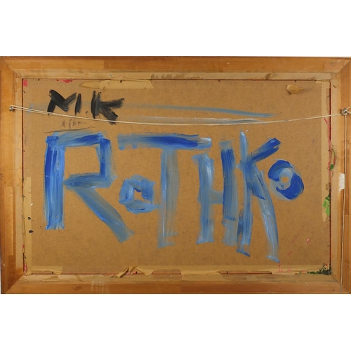 61 - Abstract composition, American school oil on board, bearing an inscription verso Rothko, framed, 89c... 