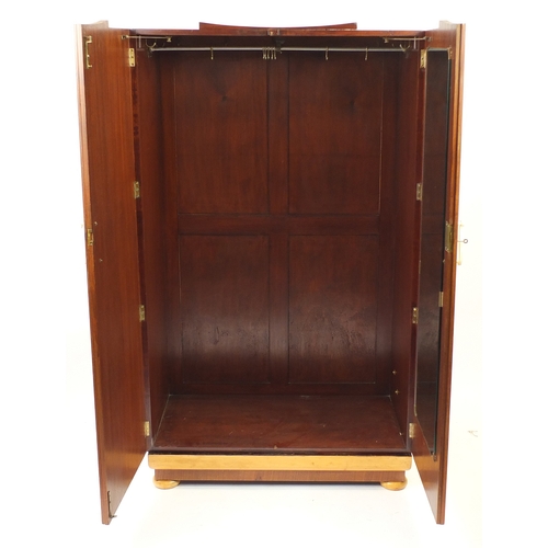 34 - Art Decosatin wood two door wardrobe, 184cm H x 107cm W x 58cm D