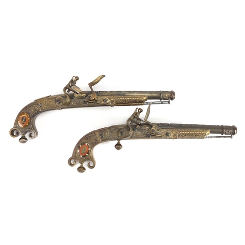 1117 - Pair of decorative flintlock style pistols, 30cm in length