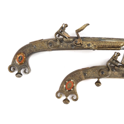 1117 - Pair of decorative flintlock style pistols, 30cm in length