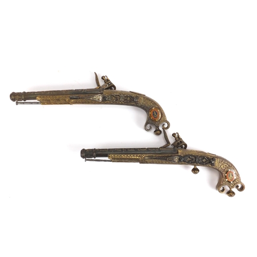 1117 - Pair of decorative flintlock style pistols, 30cm in length