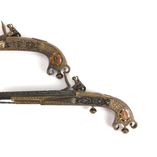 1117 - Pair of decorative flintlock style pistols, 30cm in length