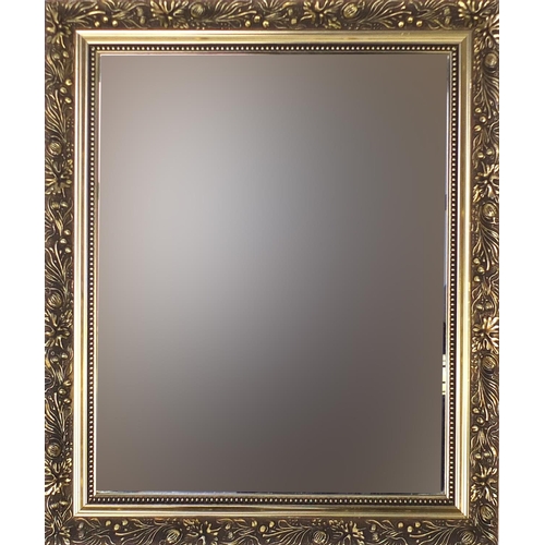 84 - Rectangular gilt framed wall hanging mirror with bevelled edge, 62cm x 51cm