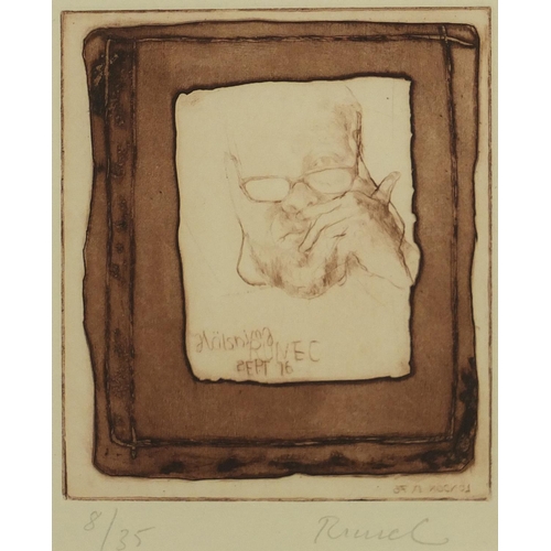 28 - Runec - engraving in colours, pencil signed and numbered 835, mounted and framed, 16cm x 13cm