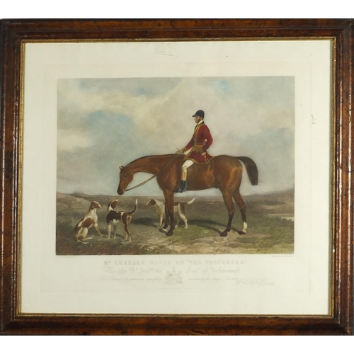 30 - Mr Charles Davis on the Traverser, engraved print in colour, framed, 62cm x 56cm